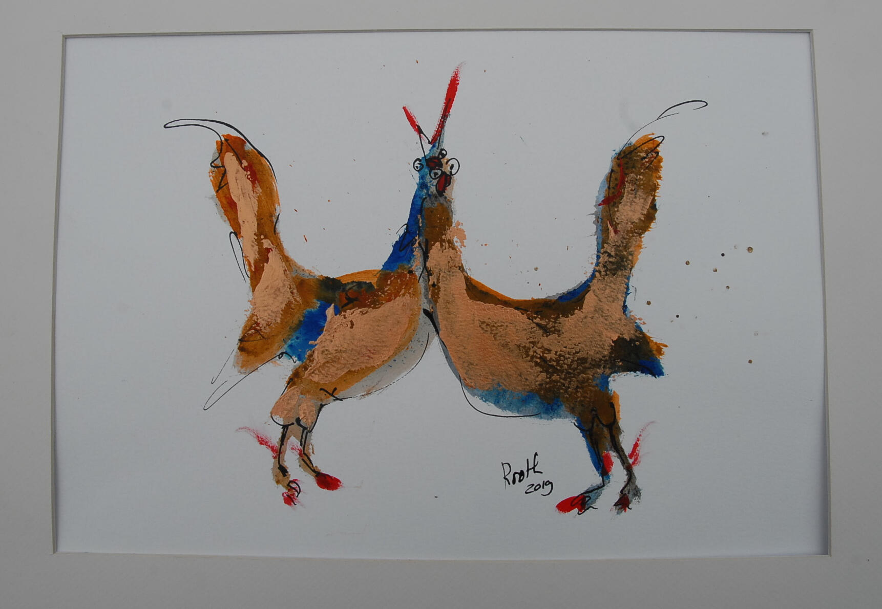 Galos e galinhas sul papel, 40 x 50